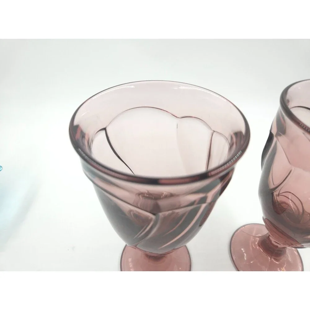 2 Noritake Crystal Sweet Swirl Pattern Lilac Plum Iced Tea Goblet 7 3/8